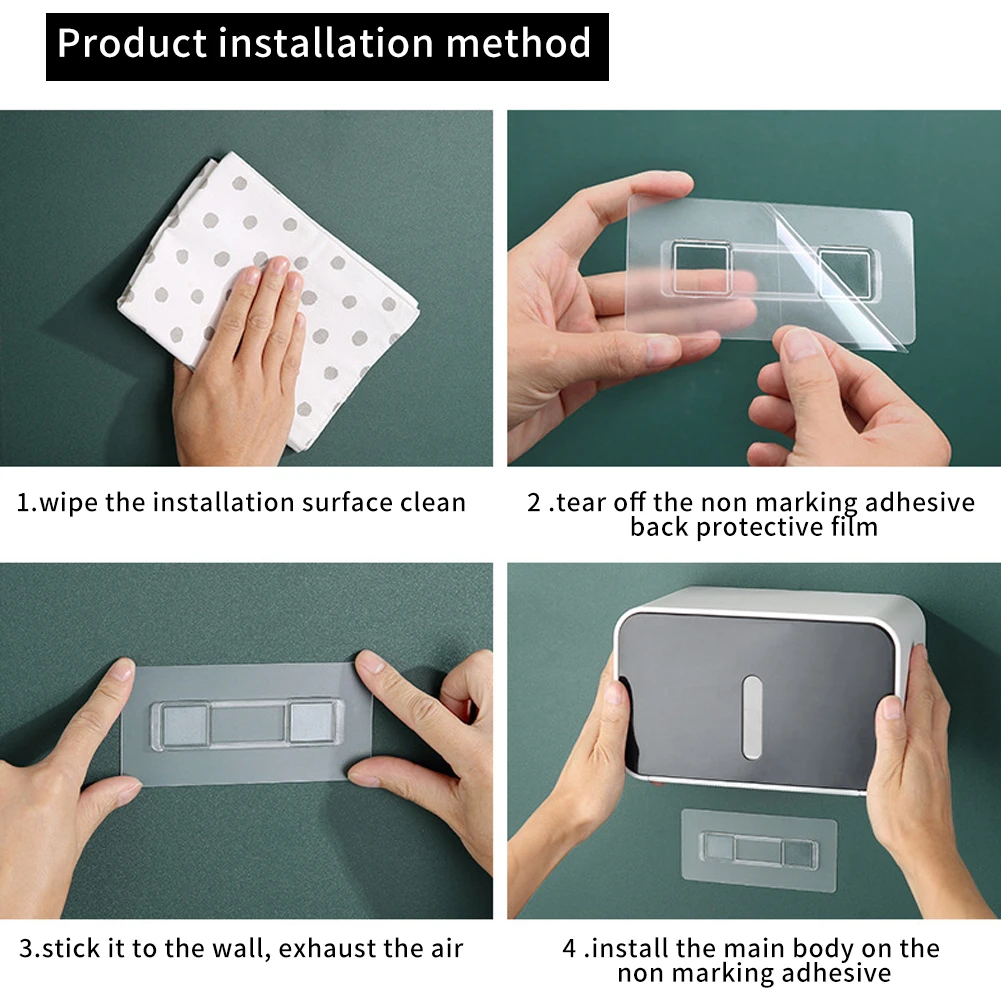 Portable Wall Mounted Foldable Roll Toilet Paper Holder Hotel Home Nordic Style Plastic No Punching Bathroom Tissue Box Storage