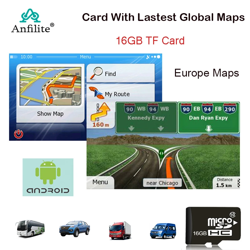 Micro SD Card Car Android System GPS Navigation Software North America Map