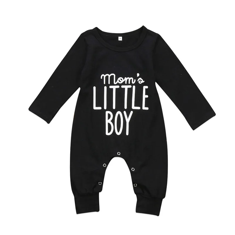 Модный комбинезон для новорожденных и маленьких мальчиков, комбинезон с длинными рукавами, одежда для маленьких мальчиков, черная одежда - Цвет: black