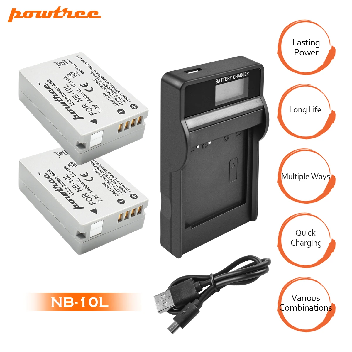 Powtree для Canon NB-10L NB10L батарея+ USB lcd двойное зарядное устройство для PowerShot G15 G16 SX40 SX60 CB-2LCE аккумуляторная батарея