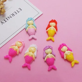 

100Pcs Resin Mermaid Falter back Cabochon Embellishments For Scrapbooking Kawaii Cute Phone Hair bow Diy Accessories