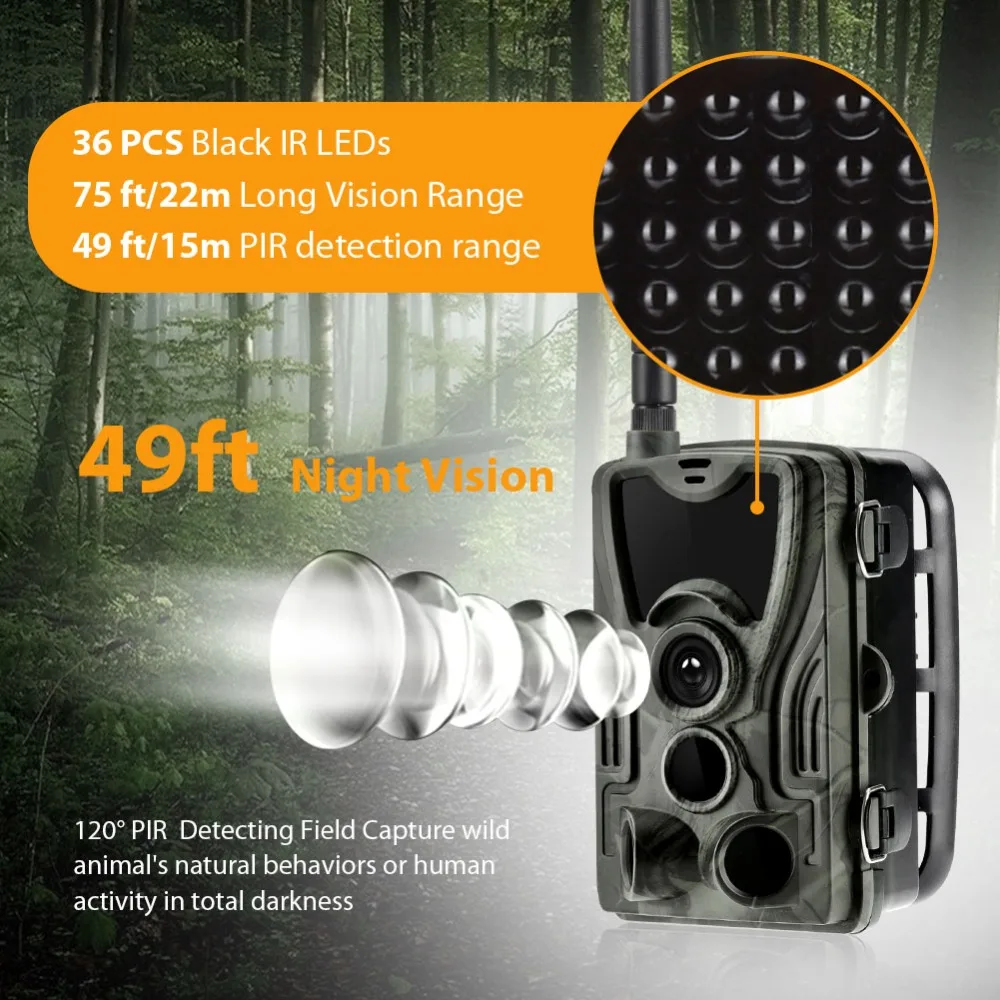 HC-801M Hunting Trail Camera Night Version Wild Cameras 0.3s Trigger 16MP 1080P IP65 Photo Trap Wildlife Camera Surveillance