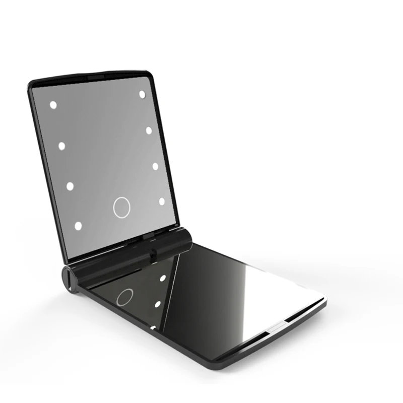 Double sided Folding Mirror Portable small mirror for makeup Tool with LED Lights led compact mirror 3