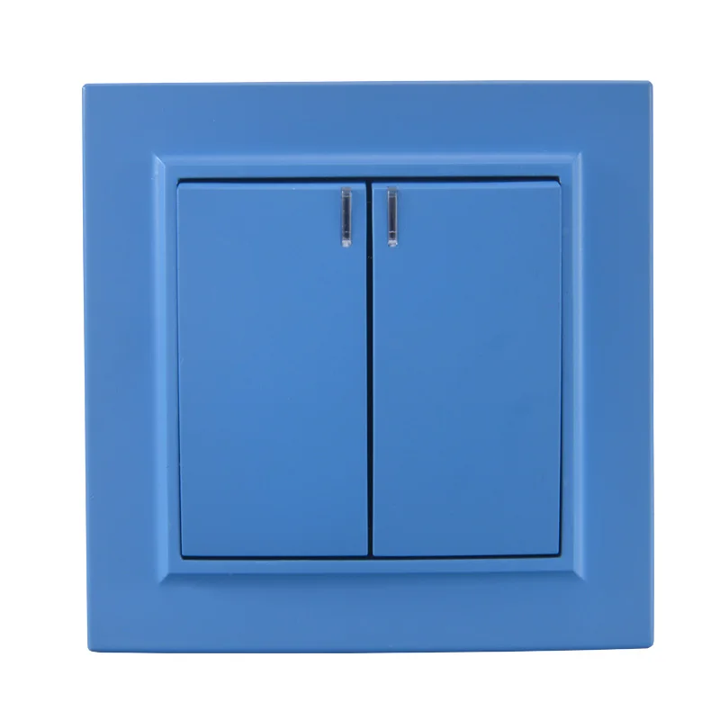 

Light switch 2 gang 1 way with indicator European standard Decorative wall switch 10A 250V legrand Schneider EP-04 Sky Blue
