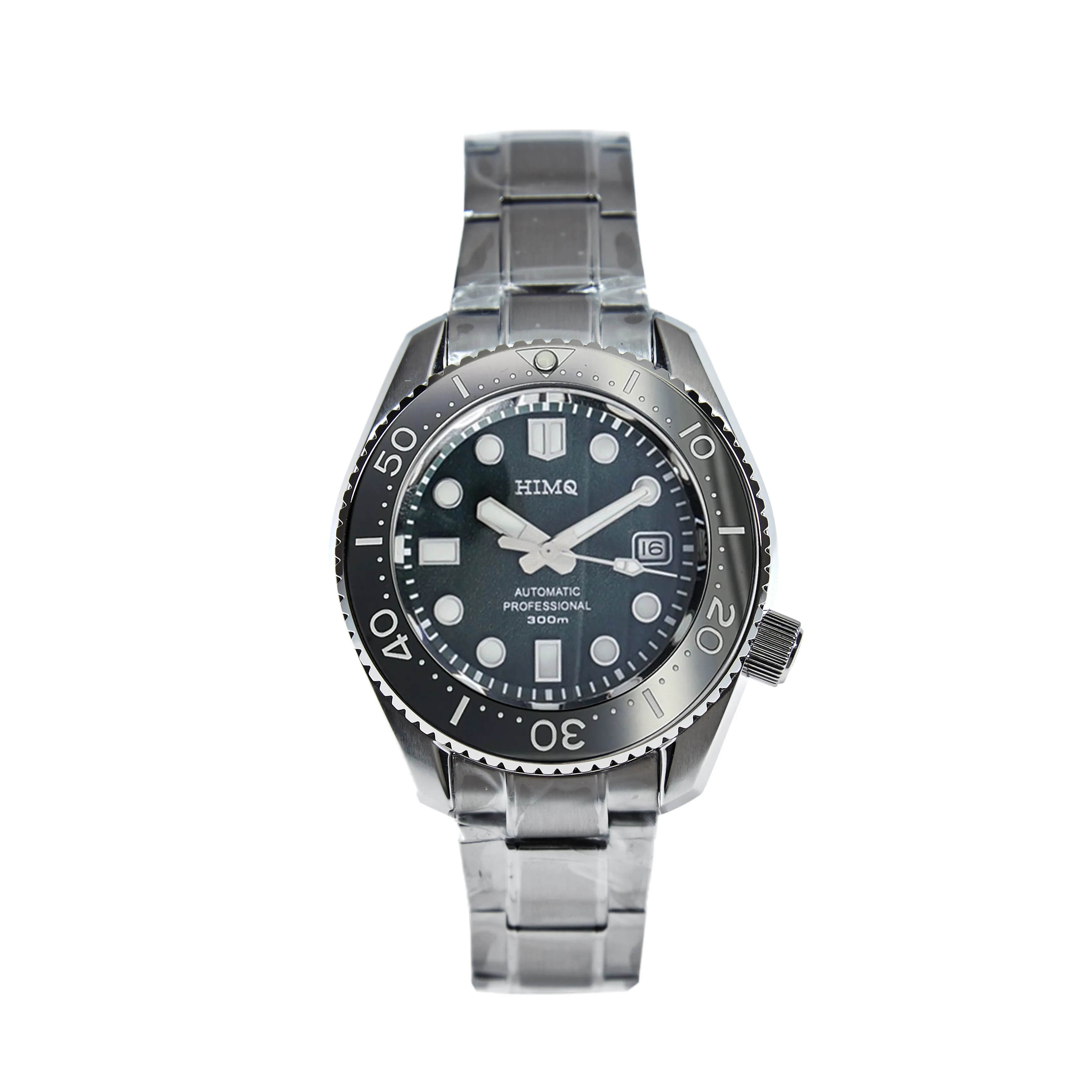 Black Bezel SS Band HIMQ 44 мм темно-зеленый Циферблат Черный Красный вращающийся керамический Безель сапфир 300 м Водонепроницаемость 9015 автоматический механизм часы для дайвинга - Цвет: Black Bezel SS Band