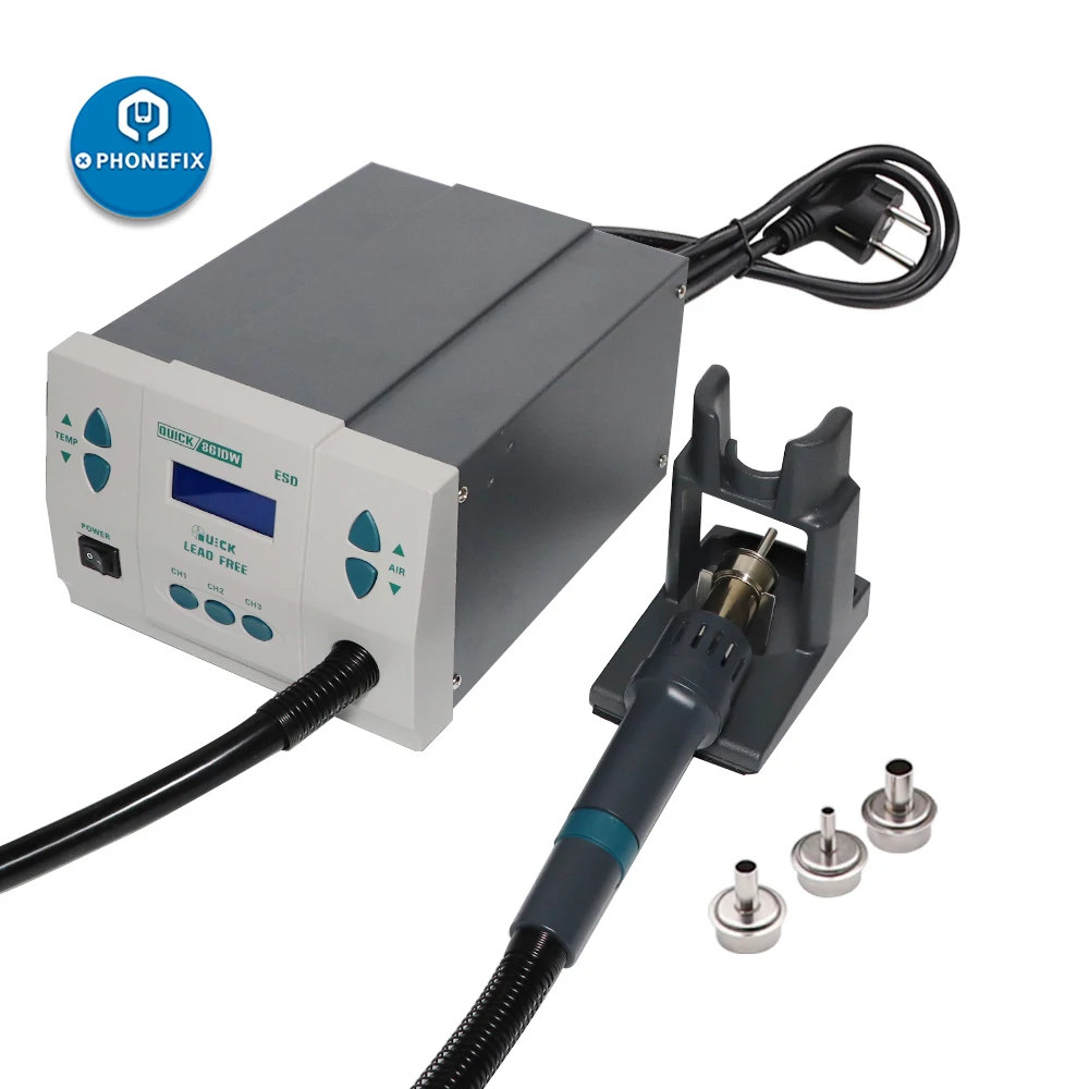 US $289.99 Original QUICK 861DW Hot Air Rework Station Leadfree BGA Soldering Station with Nozzles For Phone PCB Repair Welding Station