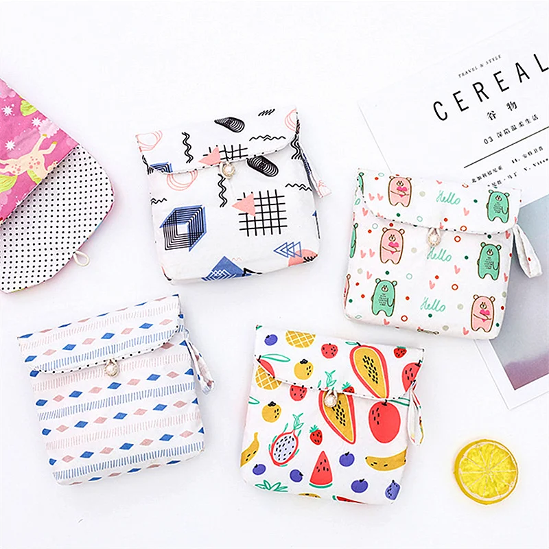 

1 Pc Cute Bear Sanitary Napkin Storage Bag Large Capacity Coin Keys Jewelry Sundries Organizer Cotton Sanitary Pad Storage Pouc