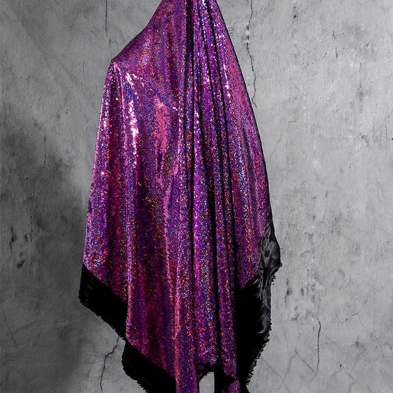 Хрустальная фиолетовая двухсторонняя двухцветная металлическая текстура мелкая рыбья чешуя Блестки Ткань Высококачественная сетчатая одежда дизайнерская ткань