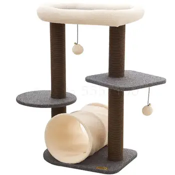 

Four seasons creative simple small cat climbing frame cat tree one cat scratching post cat tunnel grinding claw toy