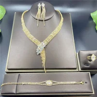 Crystal Bridal Jewelry Set Earrings Necklace Wedding Geometric Elegant Romantic Bridesmaid Jewelry Sets 1