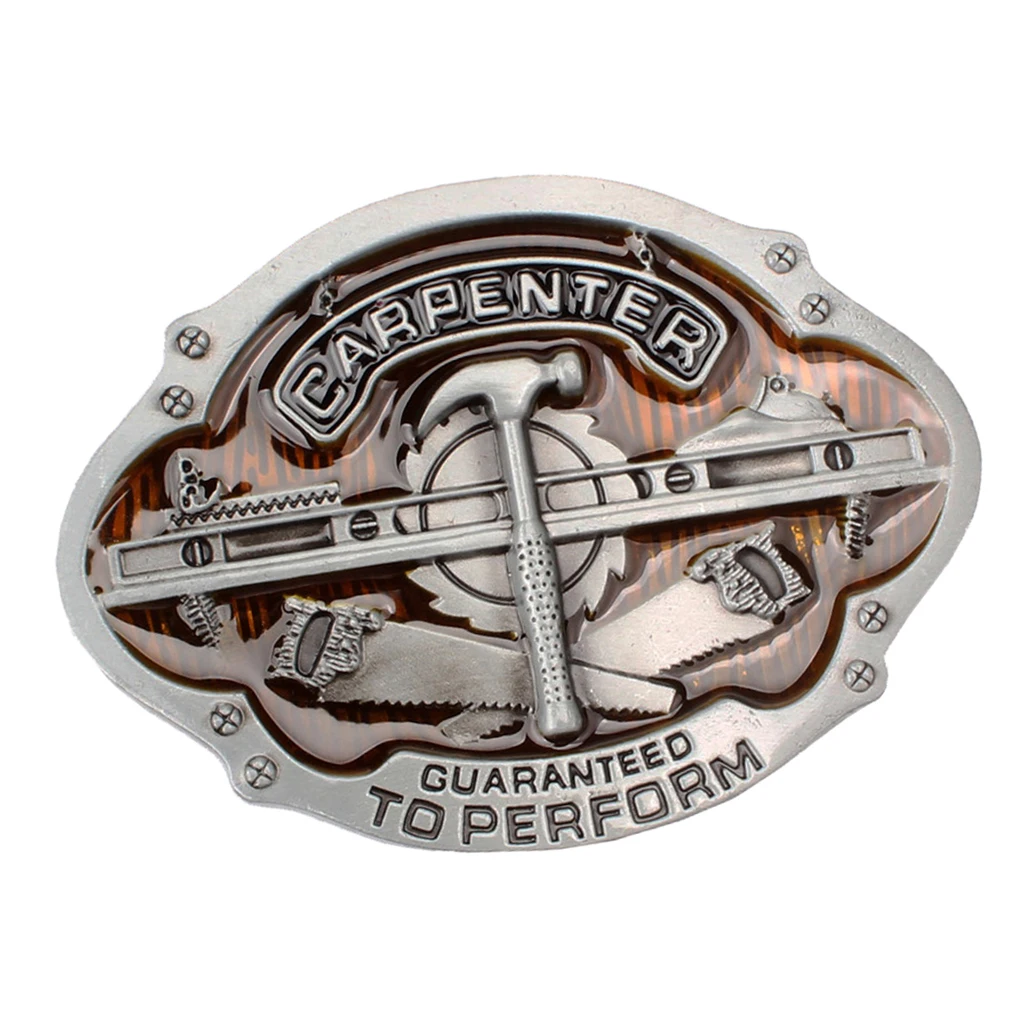 

Fashion Western Cool Men's Leather Belt Buckle Metal Carpenter Tools Pattern