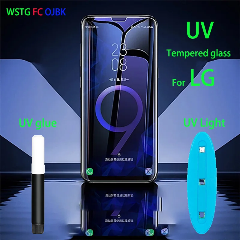Прозрачный изогнутый УФ жидкий Полный Клей закаленное стекло для LG V30 V40 V50 защита