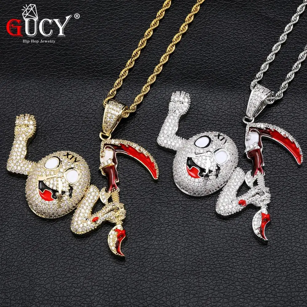 GUCY Iced Out Wicked Clock Pendant 