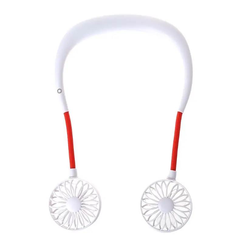 Hands-free шея полоса руки-свободно висящий USB перезаряжаемые двойные вентиляторы мини-вентилятор летом портативный