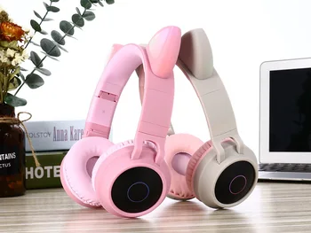 

DHL Cat Ear Bluetooth Headphones Flashing Glowing Gaming Headsets LED Light Wireless Stereo Headband Cute Earphones Kids Gift