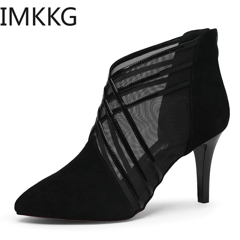 Дизайнерская обувь женские роскошные сетчатые ботильоны на тонком высоком каблуке сандалии женские сандалии A00336