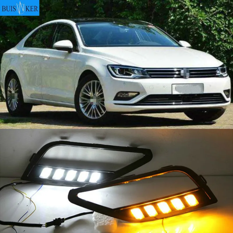 

Дневные ходовые огни для Volkswagen Lamando 2015-2018, светодиодсветодиодный дневные ходовые огни, желтые указатели поворота