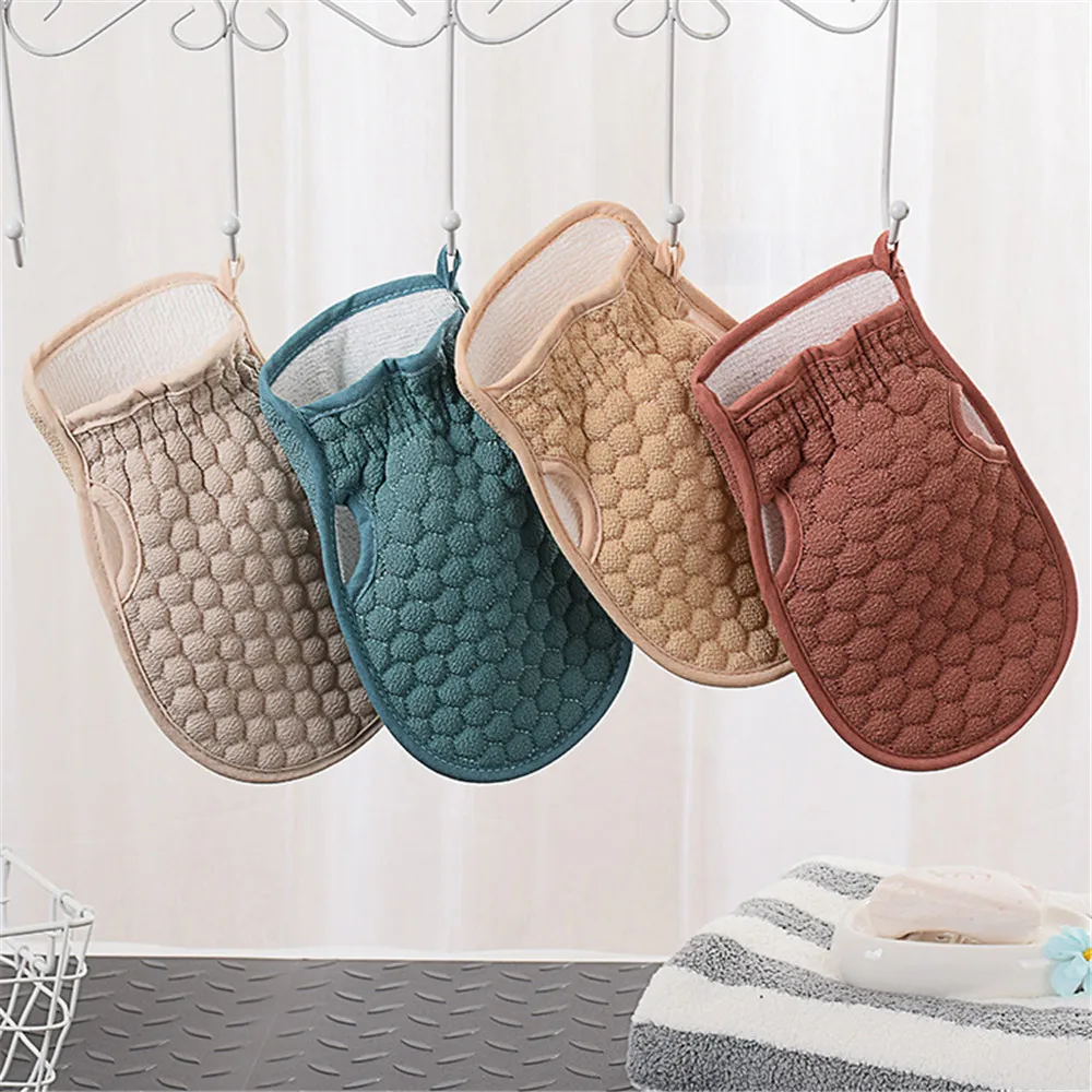 Bath Body Shower Gloves Skin Exfoliating SPA Massage Mitt Lattice Particles Washcloth Body Scrubber Glove Bath for Showering