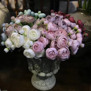 

Simple Model Small lu lian/Tea Rose Tie Beam Korean Style Wedding Hand Held Collocation Silk Dining Living Room Decorative Displ
