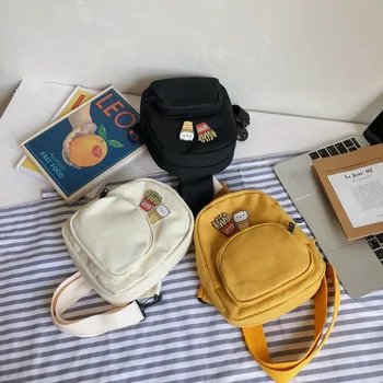 

Harajuku-Style Soft Girl Satchel INS Simple Small Canvas Korean-style Unisex Zipper Versatile Shoulder Soft Bread