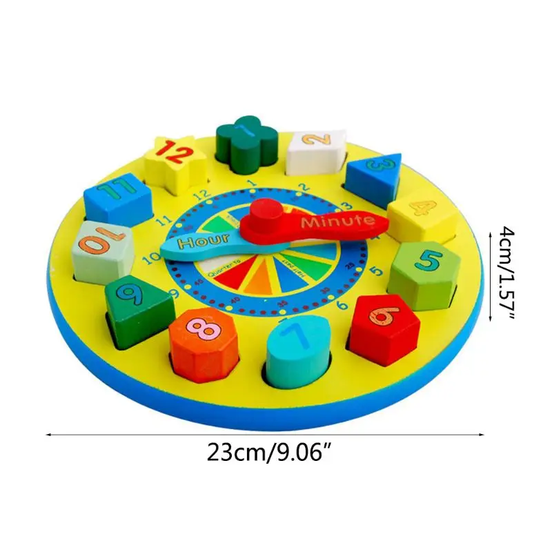  1Set 1Set Wooden Time Clock Number Teaching Sorting Toys Building Blocks Puzzle Tools Kit for Kids  - 4000389064230