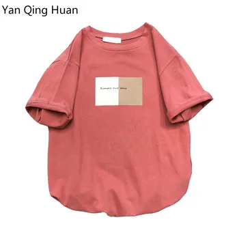 

Yan Qing Huan New Simple Alphabet Printing Harajuku T-shirt Short Sleeve Student T-shirt Summer Loose Leisure Style Tees Tops