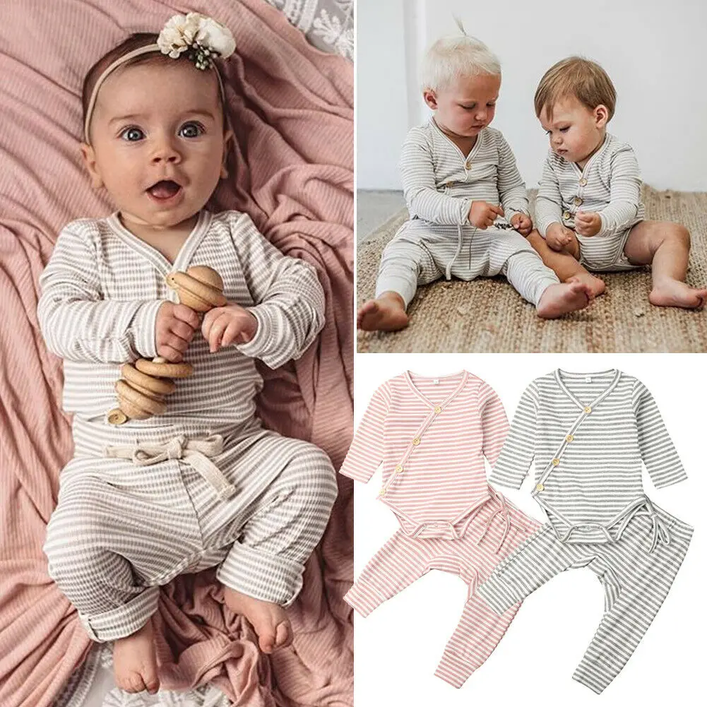 Одежда для новорожденных Одежда для маленьких мальчиков и девочек вязаный свитер с длинным рукавом и комбинезоны леггинсы, комплект со штанами