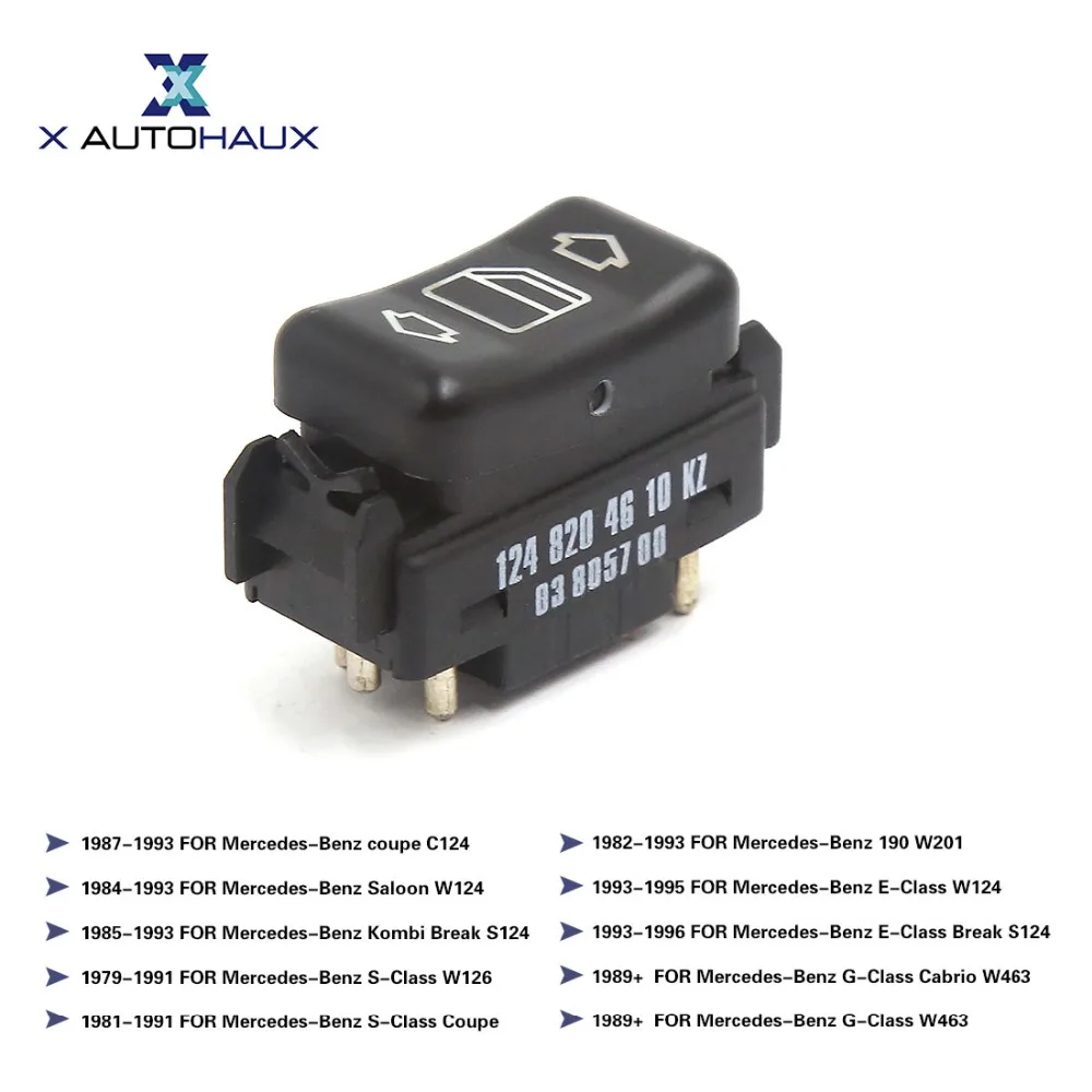 X Autohaux Interruttore Alzacristallo Elettrico Anteriore Sinistro 1248204610 Per Mercedes-Benz W124 W126 W201 Classe E W124 Classe G W463