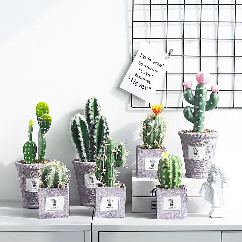 

Nordic ins cactus succulent plant small ornaments office desktop prickly pear simulation plant potted