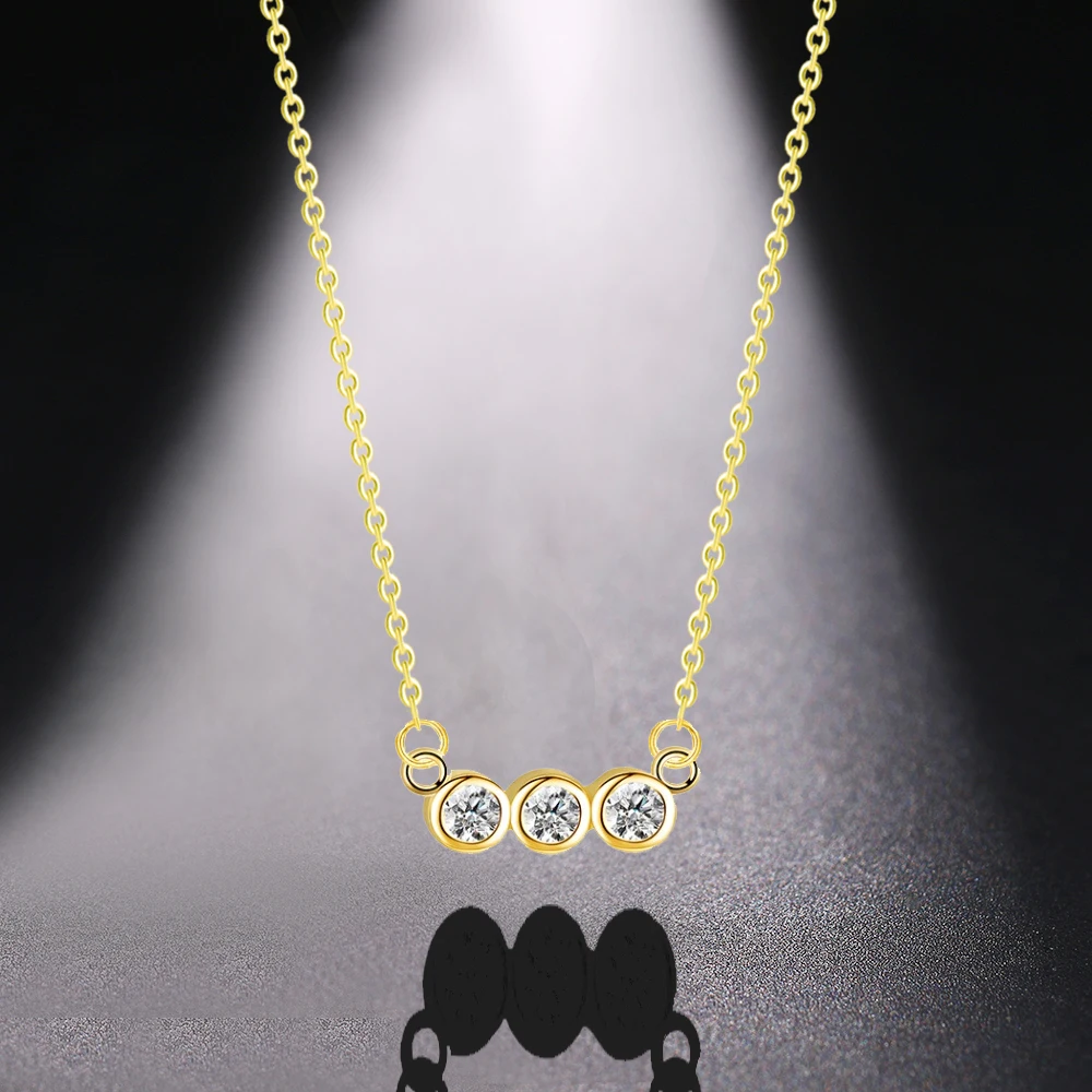 Ожерелье из нержавеющей стали с тремя круглыми кристаллами для женщин