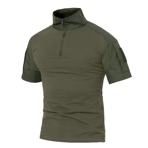 Мужская Военная тактическая футболка, быстросохнущая футболка, камуфляжная армейская футболка с коротким рукавом, дышащая футболка для походов, походов, охоты - Цвет: Army Green
