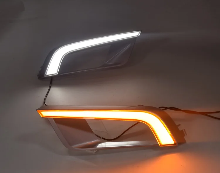 Автомобильный мигающий 2 шт. для Ford Ranger Wildtrak светодиодный DRL Дневной ходовой светильник дневной противотуманный фонарь желтый Поворотный Светильник