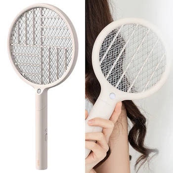 

90 Degree Folding Handle Fly Swatter Electronic Swatter LED Mosquito Pest Control with 1200mAh Battery for Home Camping Supplies