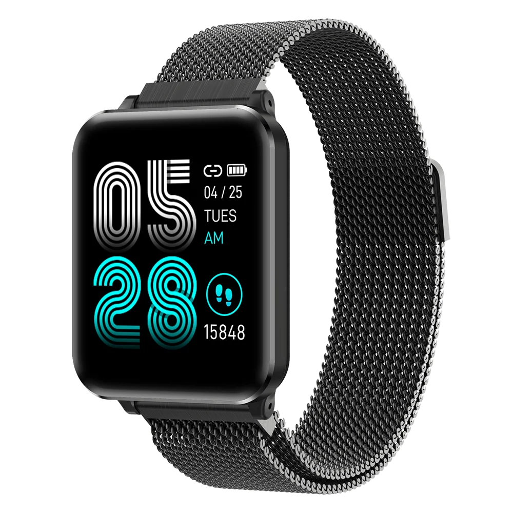P1 smart watch для мужчин женщин сердечного ритма крови Давление мониторинг вызова сообщение поиск устройства gps Фитнес трекер - Цвет: Черный