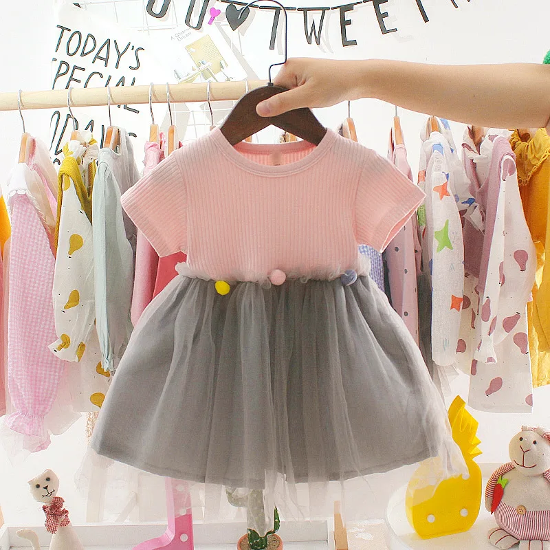 Одежда для маленьких девочек платье для девочки 1 года; платье для первого дня рождения; платье Новое модное милое платье принцессы; платье для малышей; Одежда для младенцев; платья для малышей - Цвет: M222  pink