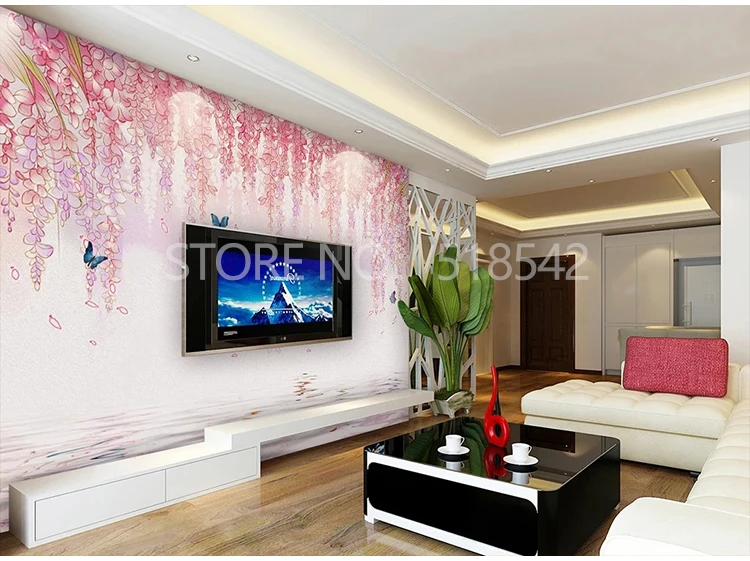 sua casa sala estar interior flor design murais