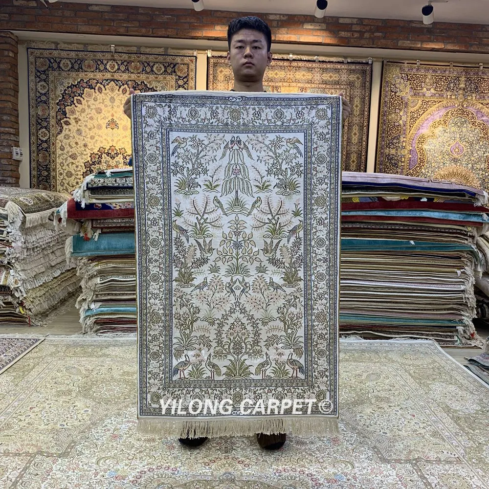 Yilong 2,5 'x4' персидский шелковый ковер четыре сезона vantage маленький шелковый ковер(HF163B