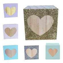 Милый детский реквизит для фотосессии, украшение для дома, Квадратный Кубик в виде сердца из цельного дерева, детские товары, подарки D08C