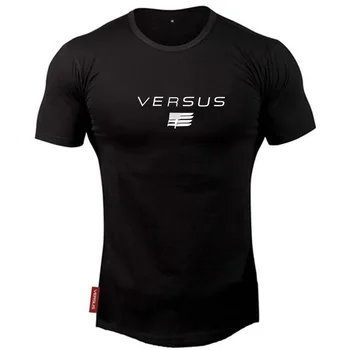 

New Design VERSUS Muscle Fitness Men's Bodybuilding T-shirt Sports Leisure Round Neck Running Short-sleeved T Shirt