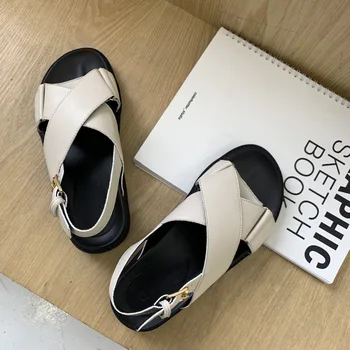 

Flat Sandal Shoe Beige Heeled Sandals Cross Comfort Shoes For Women 2020 Women's Summer Heels Clogs Wedge Open Toe Flower Black