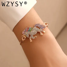 Новинка, микро инкрустация, уникальный и изысканный цвет, единорог, сплав, браслет на цепочке, регулируемый, ручной орнамент, для женщин, очаровательные ювелирные изделия