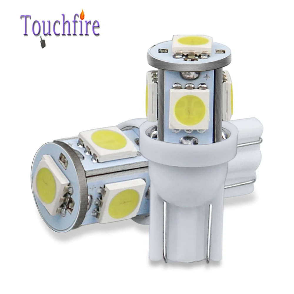 100 шт. 5LED Автомобильная лампочка T10 194 W5W 5050 SMD парковка купол сигнала боковая лампа багажника белого и синего цвета желтый светильник 12В оптом дропшиппинг
