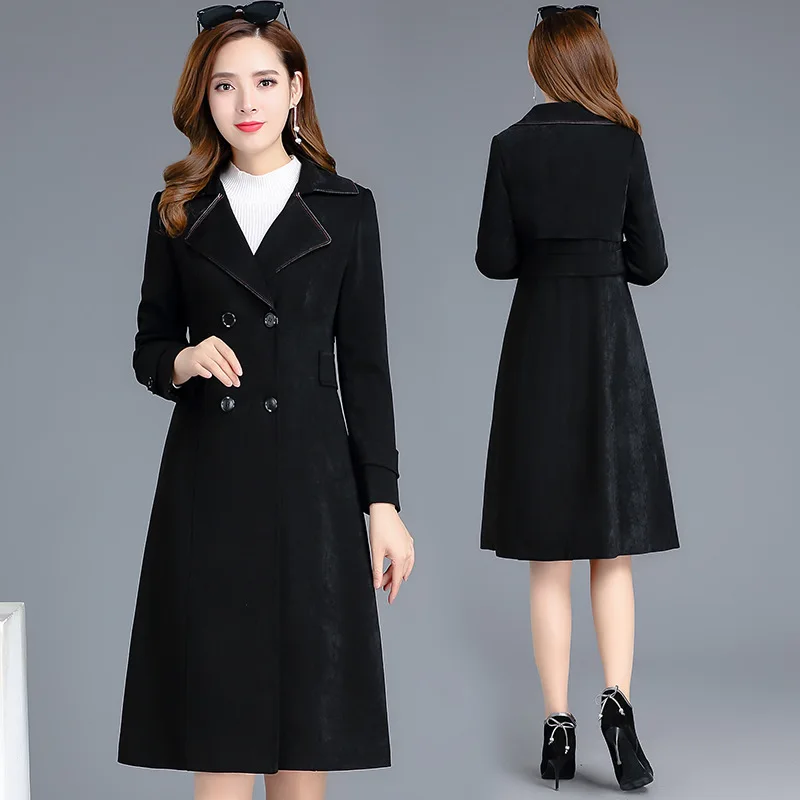 Осень в Корейском стиле модные элегантные щедрый Твердые Цвет Slim Fit для похудения с длинным рукавом костюм воротник двубортный шерстяной J