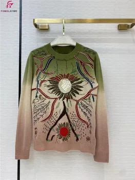 

Women Pullover Sweaters 2020 European Fashion Autumn Winter Print Cashmere Sweater