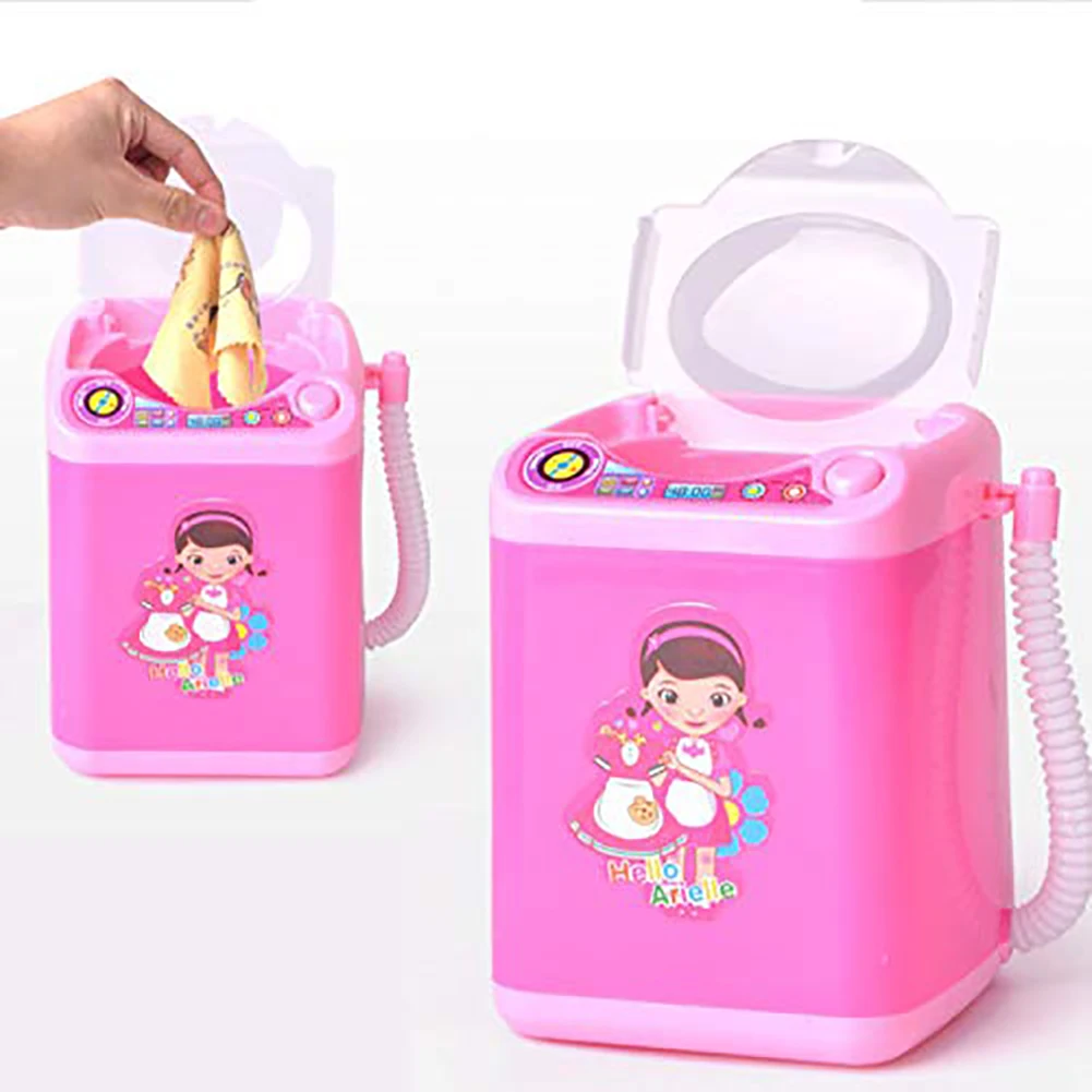  Kids Pretend Play Washing Machine Toy Automatic Cleaning Washing Machine Makeup Brush Cleaner Toys 