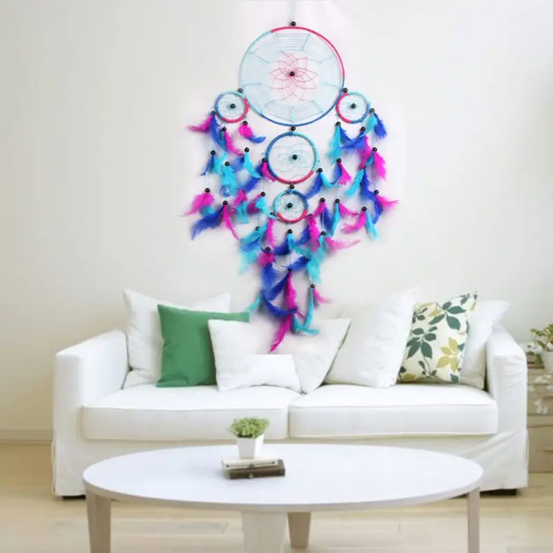 Spider Web Rings Dream Net Home Crafts Wall-board Feather Pendant Handmade Traditional H1 x