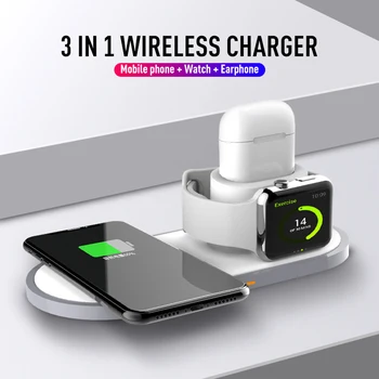 

QI TYPE-C fast multi for iPhone Xs Xs Max XR X 8 8Plus phone Apple AirPods watch Wireless fast charger 10w 3 in1 Charging stand