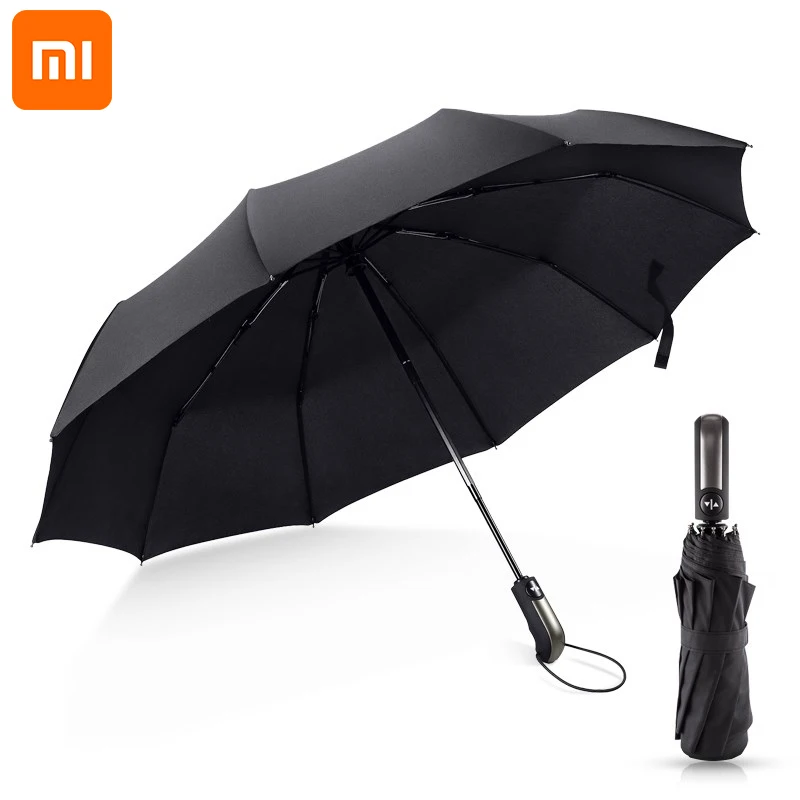 Xiaomi-Paraguas automático plegable resistente al viento para hombre y mujer, sombrilla resistente a la lluvia, al sol y al viento, color negro, 10K, 2021