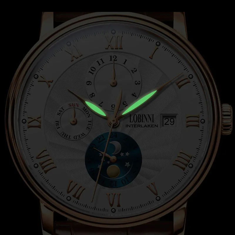 LOBINNI автоматические часы для мужчин лучший бренд класса люкс механические самоветер наручные часы relogio masculino водонепроницаемые светящиеся