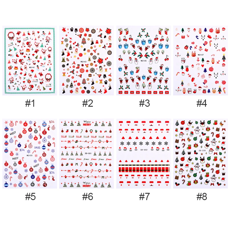 1 шт Рождество Санта Клаус Рождественская елка наклейки для ногтей Дизайн ногтей переводные наклейки DIY обертывания ногтей Советы украшения
